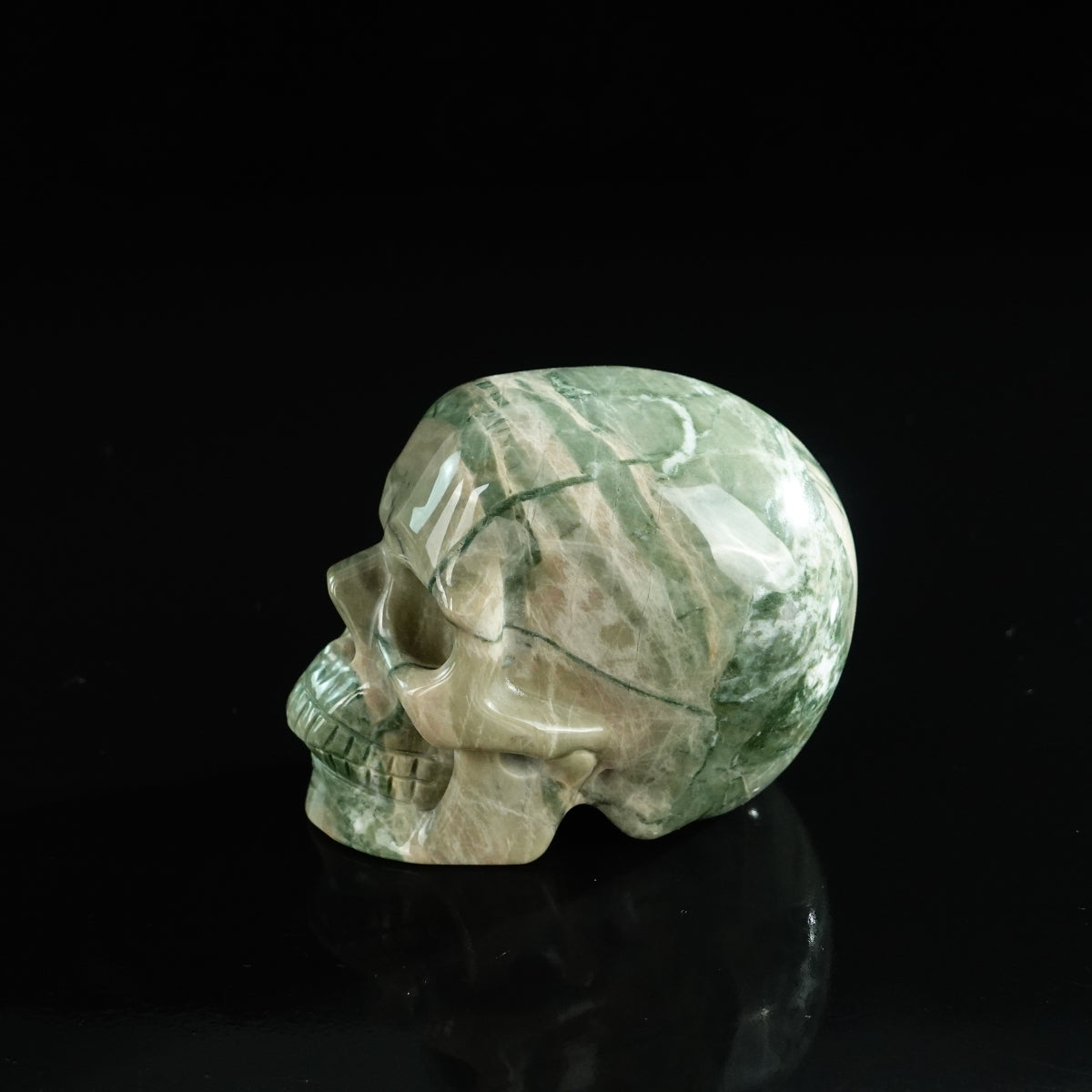 3.0" Nine Dragon Jade Crystal Skull Carving - Unique Piece #HA06
