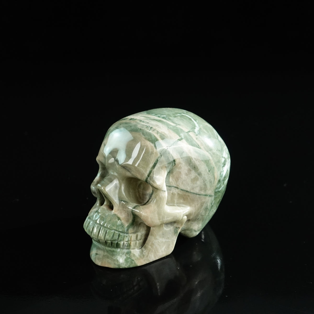 3.0" Nine Dragon Jade Crystal Skull Carving - Unique Piece #HA06