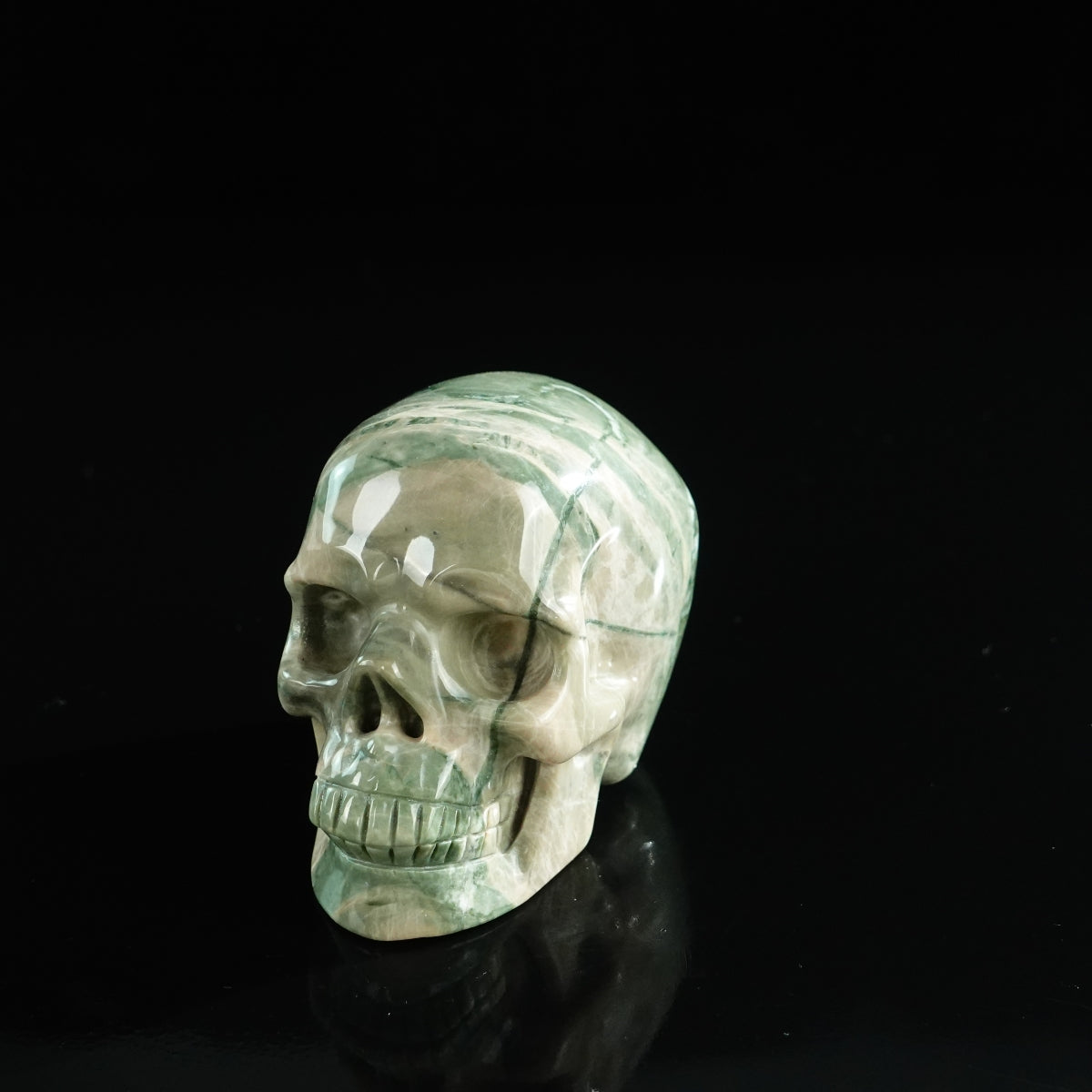 3.0" Nine Dragon Jade Crystal Skull Carving - Unique Piece #HA06