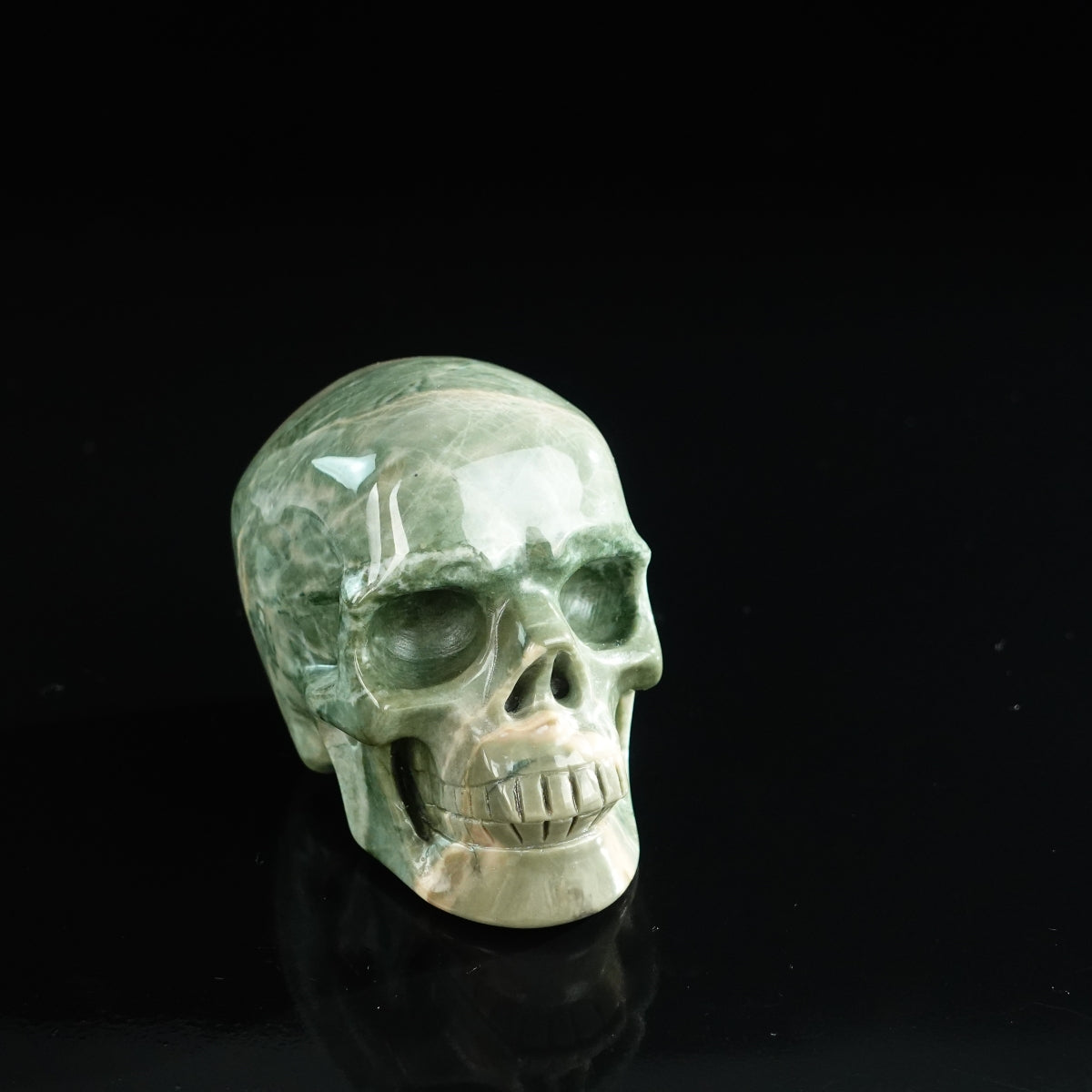 3.0" Nine Dragon Jade Crystal Skull Carving - Unique Piece #HA07