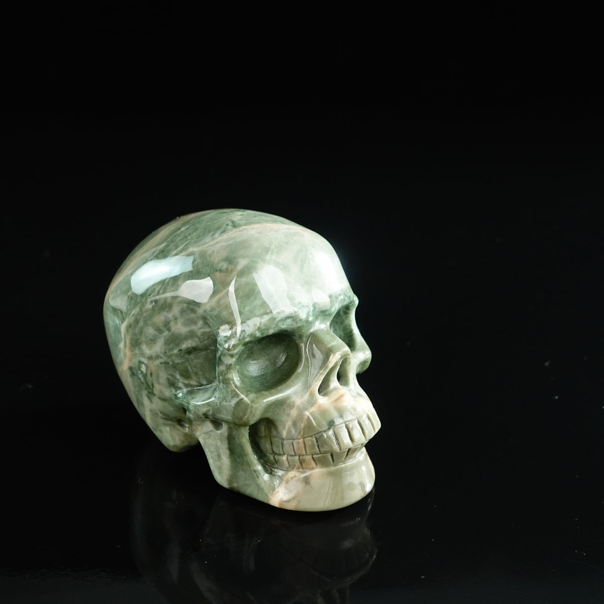 3.0" Nine Dragon Jade Crystal Skull Carving - Unique Piece #HA07