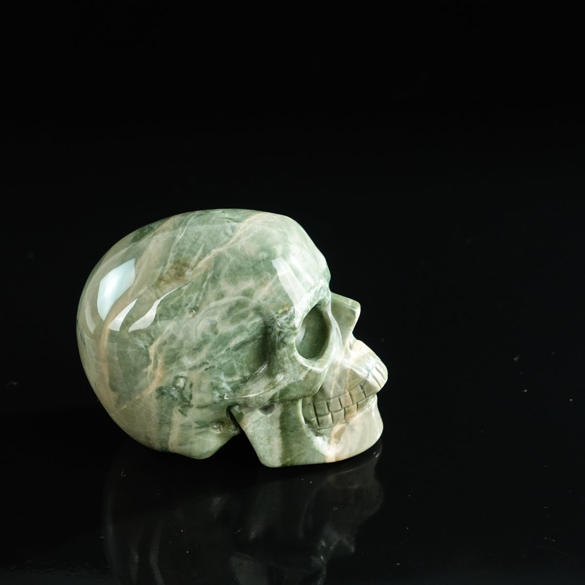 3.0" Nine Dragon Jade Crystal Skull Carving - Unique Piece #HA07