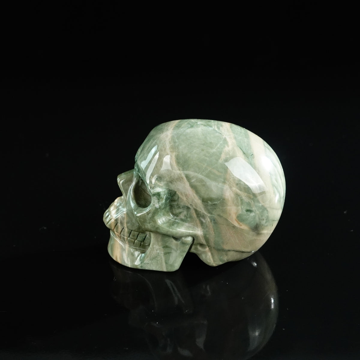 3.0" Nine Dragon Jade Crystal Skull Carving - Unique Piece #HA07