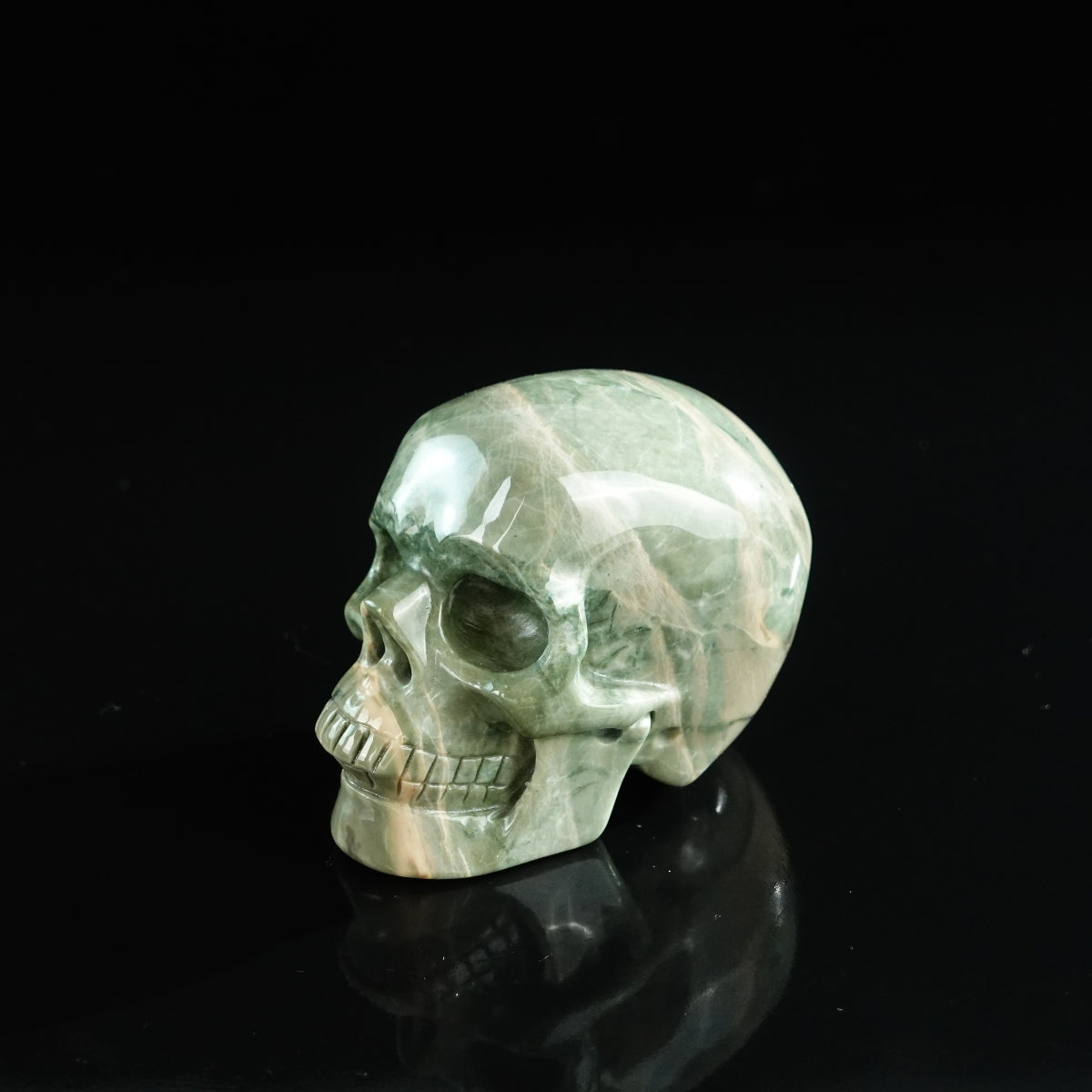 3.0" Nine Dragon Jade Crystal Skull Carving - Unique Piece #HA07