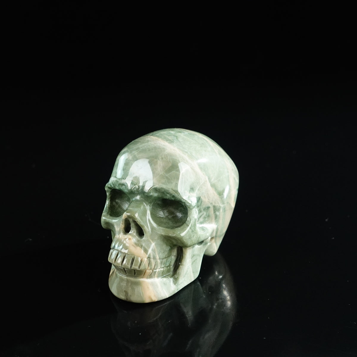 3.0" Nine Dragon Jade Crystal Skull Carving - Unique Piece #HA07