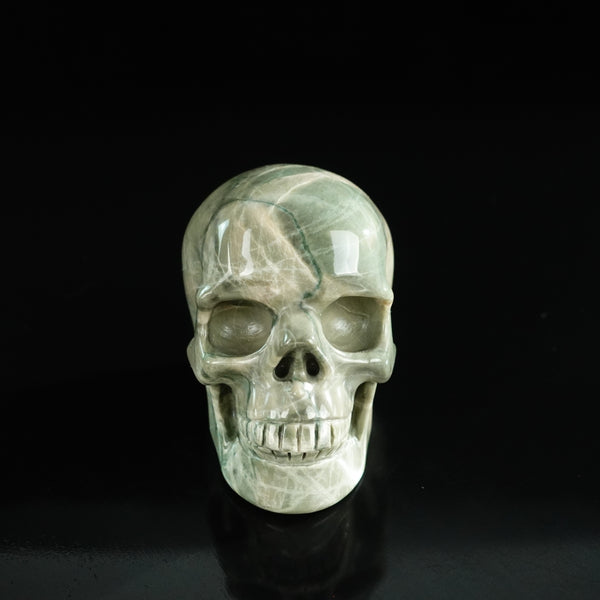3.0" Nine Dragon Jade Crystal Skull Carving - Unique Piece #HA08