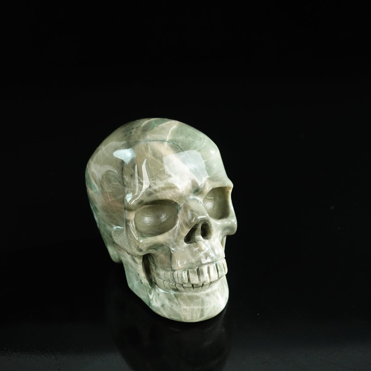 3.0" Nine Dragon Jade Crystal Skull Carving - Unique Piece #HA08