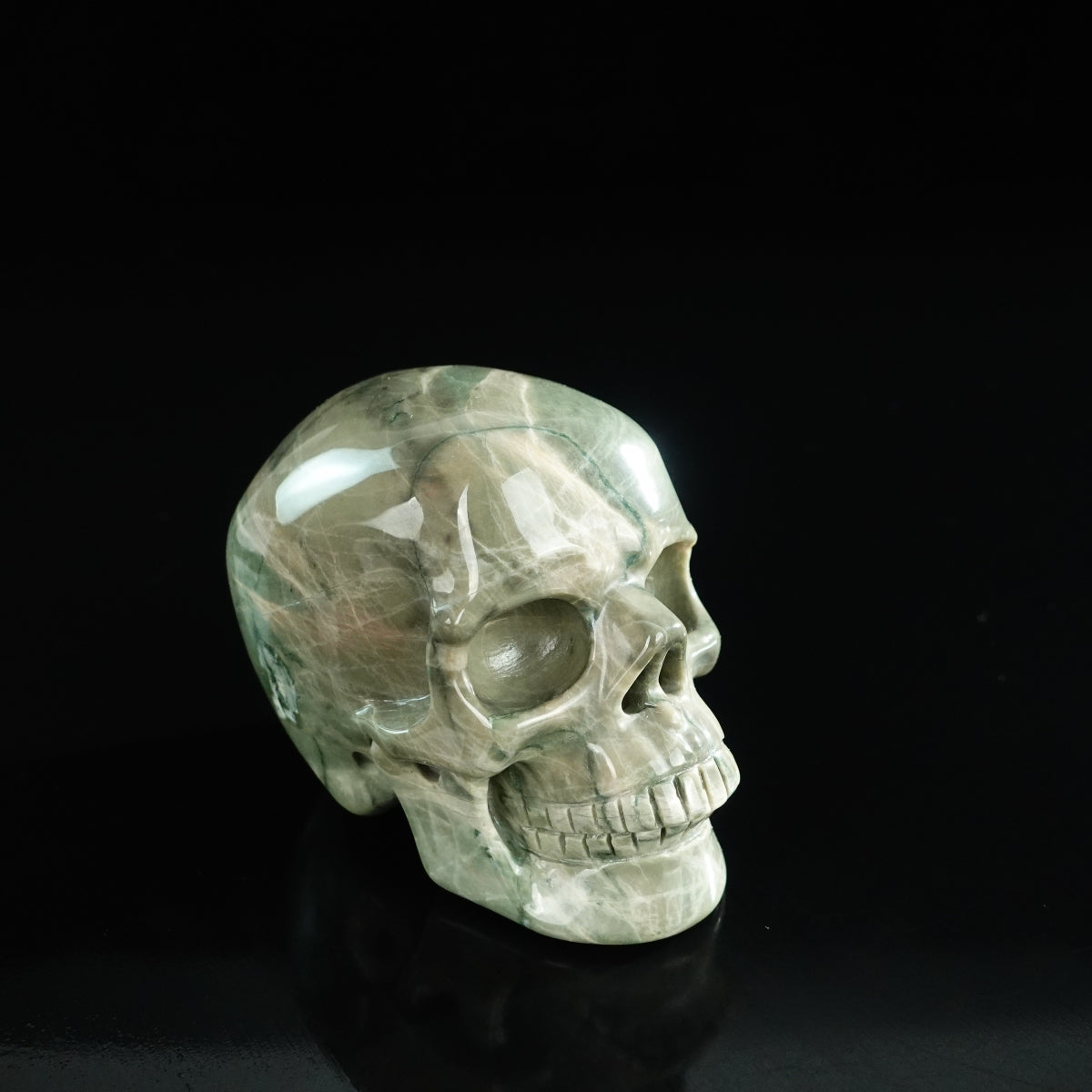 3.0" Nine Dragon Jade Crystal Skull Carving - Unique Piece #HA08