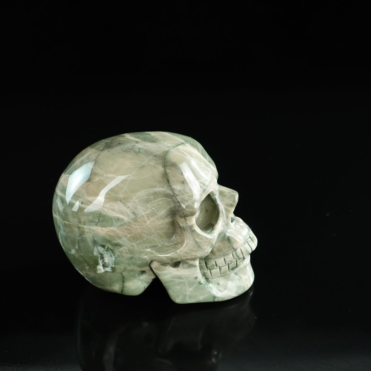 3.0" Nine Dragon Jade Crystal Skull Carving - Unique Piece #HA08