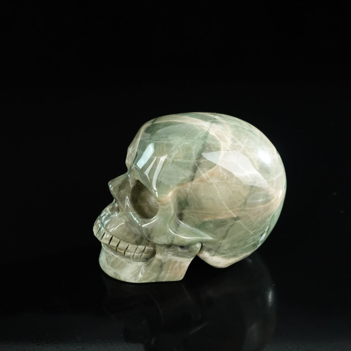 3.0" Nine Dragon Jade Crystal Skull Carving - Unique Piece #HA08