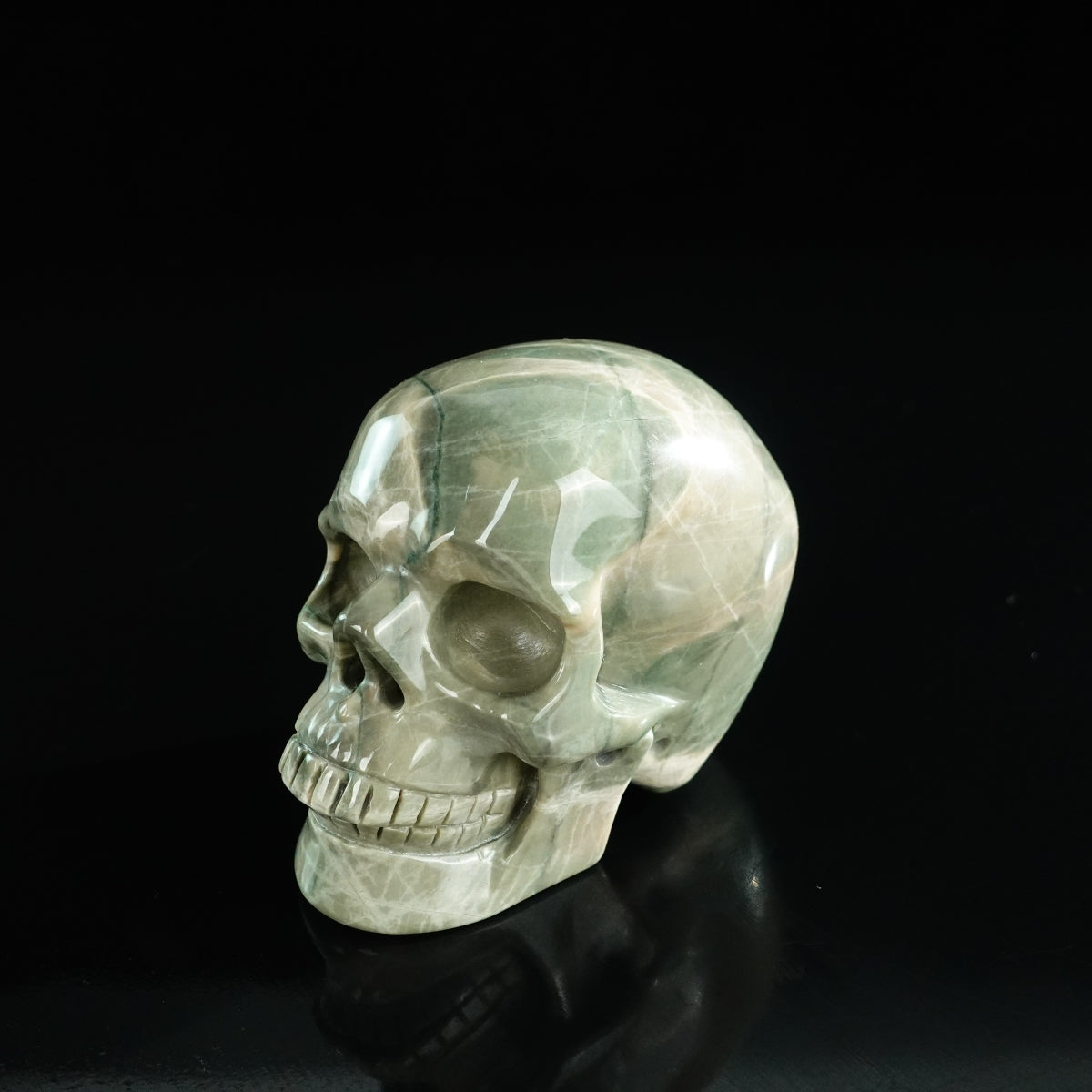 3.0" Nine Dragon Jade Crystal Skull Carving - Unique Piece #HA08