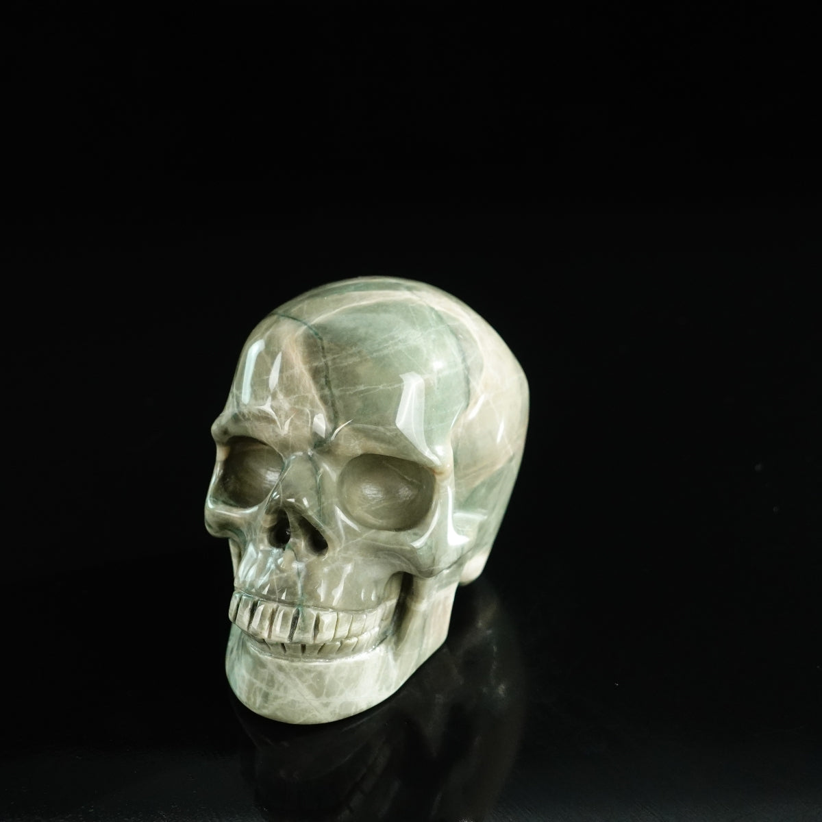 3.0" Nine Dragon Jade Crystal Skull Carving - Unique Piece #HA08