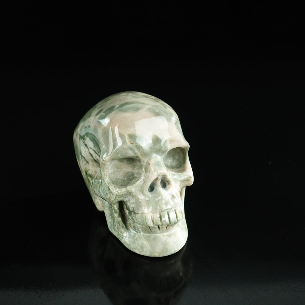 3.0" Nine Dragon Jade Crystal Skull Carving - Unique Piece #HA09