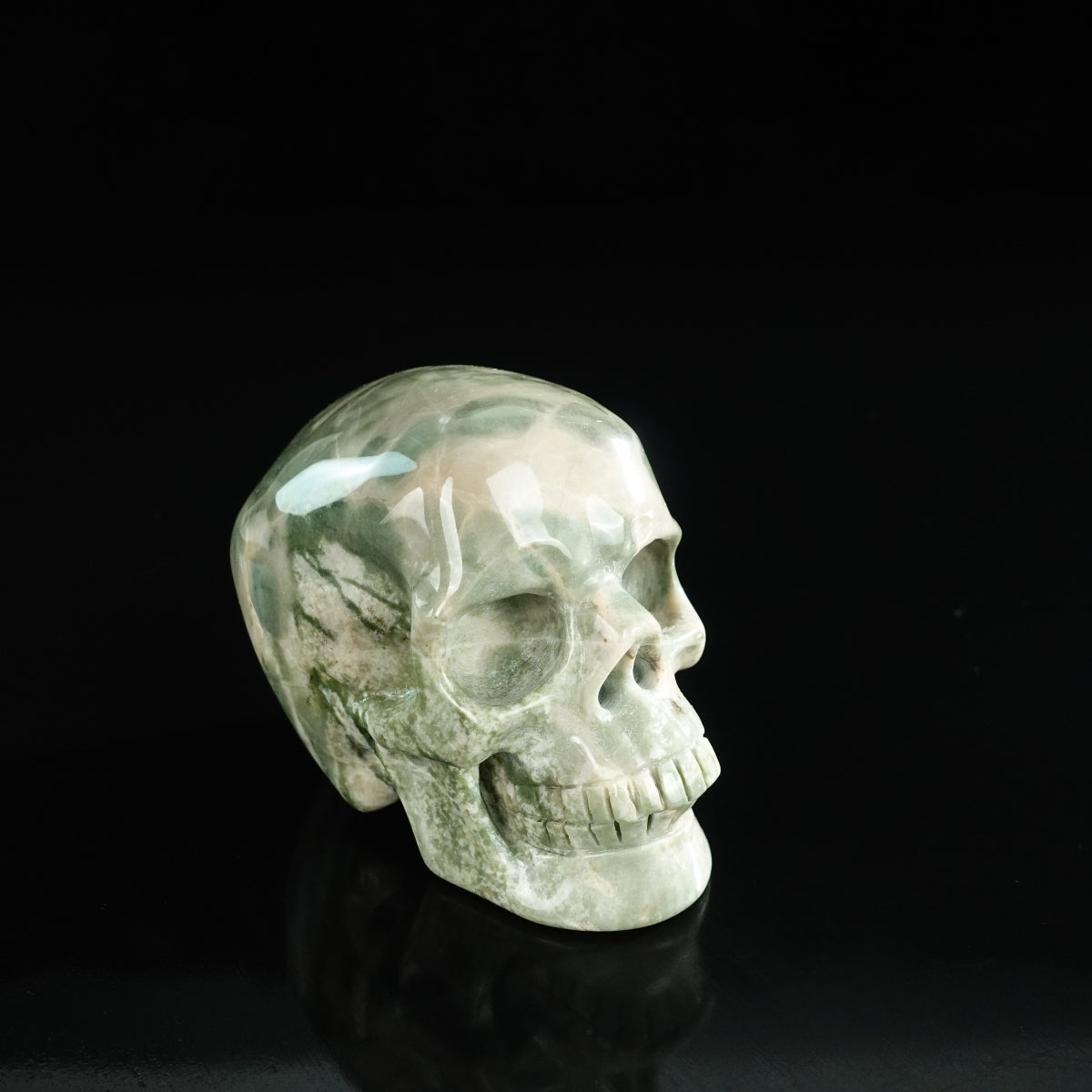 3.0" Nine Dragon Jade Crystal Skull Carving - Unique Piece #HA09