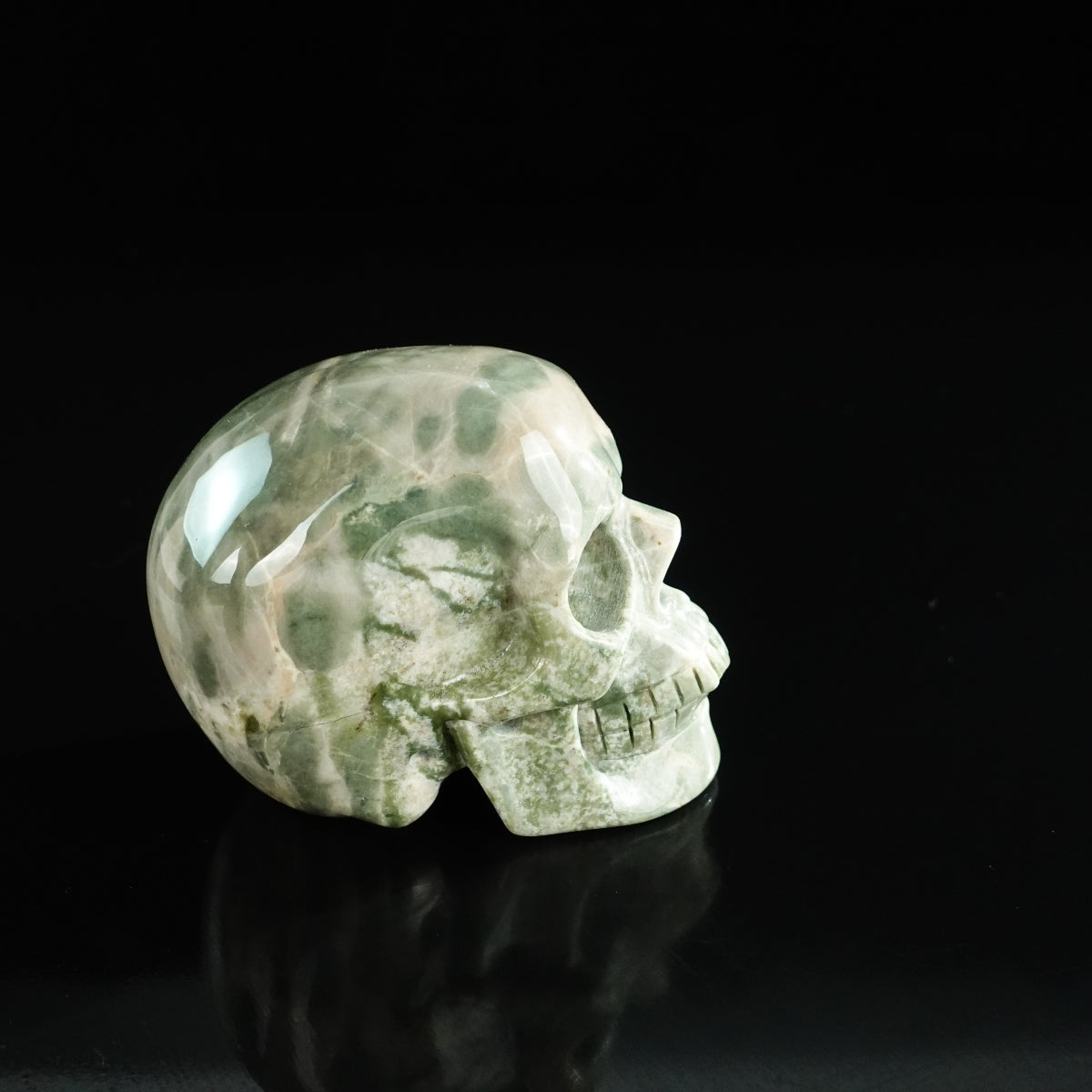 3.0" Nine Dragon Jade Crystal Skull Carving - Unique Piece #HA09