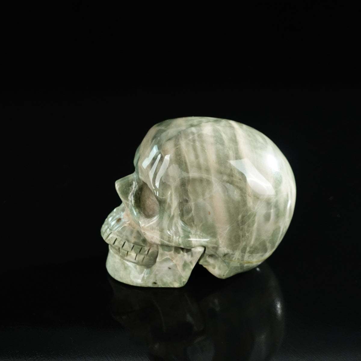 3.0" Nine Dragon Jade Crystal Skull Carving - Unique Piece #HA09