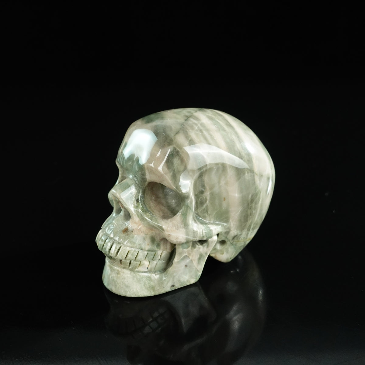 3.0" Nine Dragon Jade Crystal Skull Carving - Unique Piece #HA09