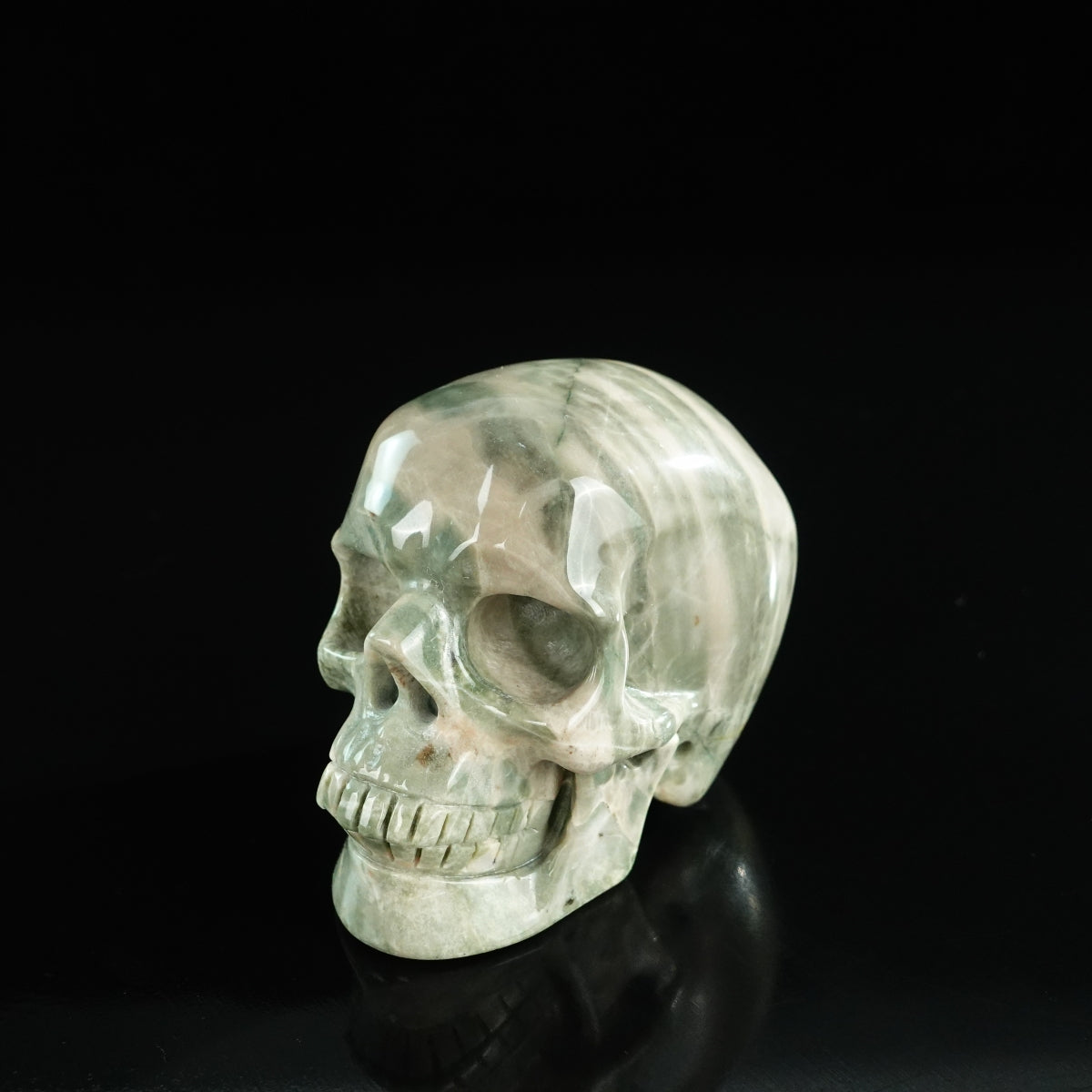 3.0" Nine Dragon Jade Crystal Skull Carving - Unique Piece #HA09