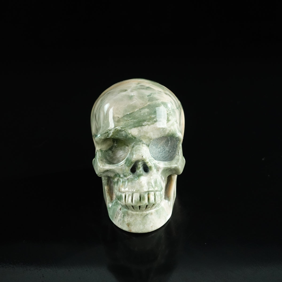 3.0" Nine Dragon Jade Crystal Skull Carving - Unique Piece #HA10