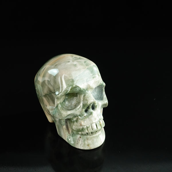 3.0" Nine Dragon Jade Crystal Skull Carving - Unique Piece #HA10 - alternate view