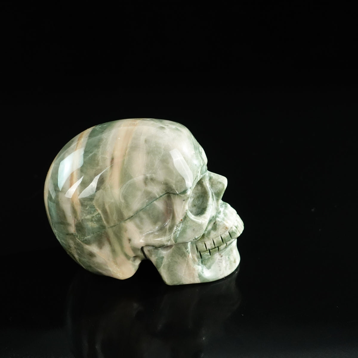 3.0" Nine Dragon Jade Crystal Skull Carving - Unique Piece #HA10