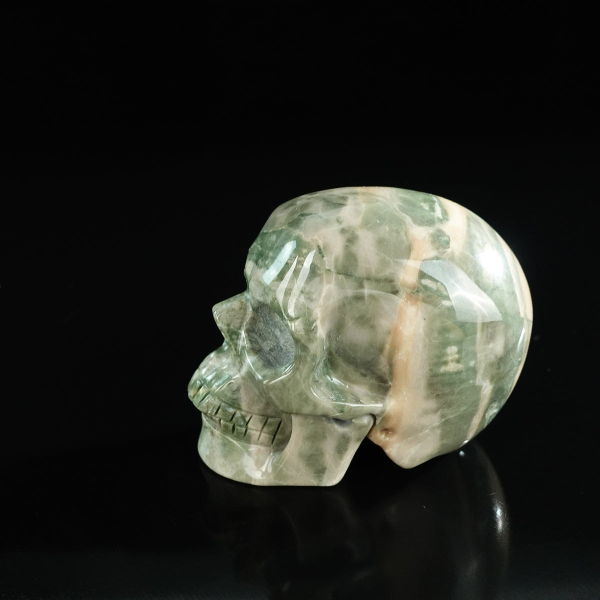 3.0" Nine Dragon Jade Crystal Skull Carving - Unique Piece #HA10