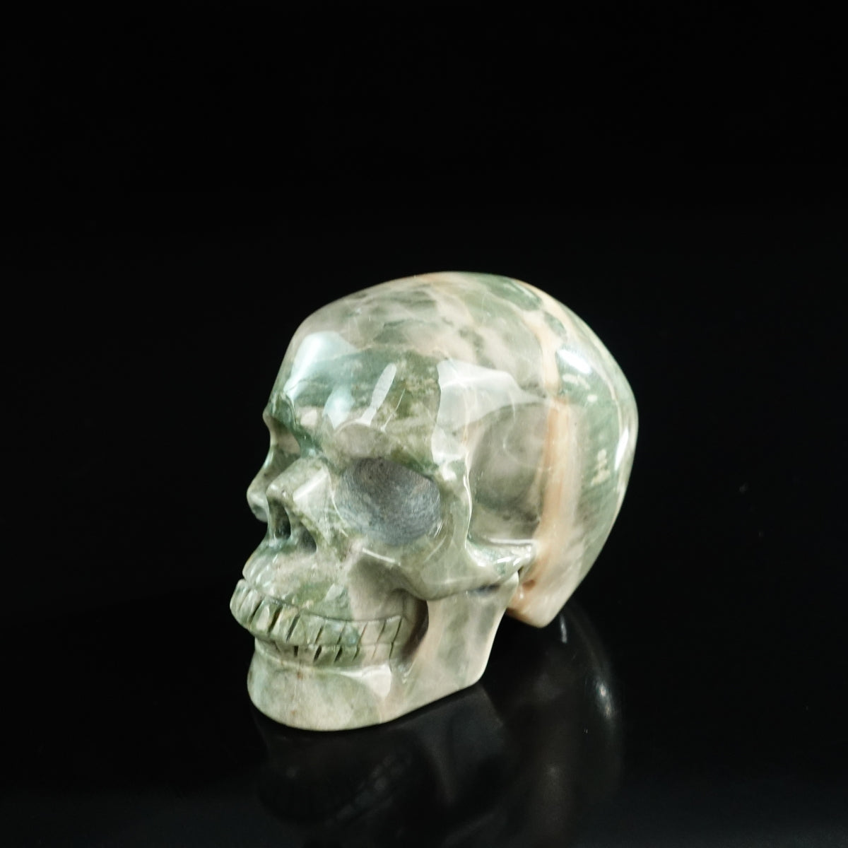 3.0" Nine Dragon Jade Crystal Skull Carving - Unique Piece #HA10