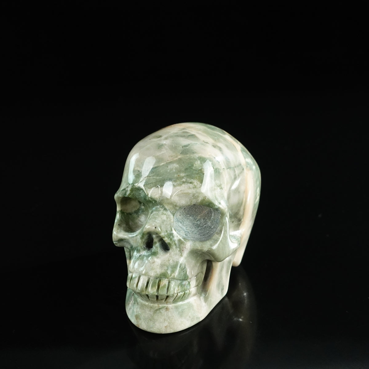 3.0" Nine Dragon Jade Crystal Skull Carving - Unique Piece #HA10