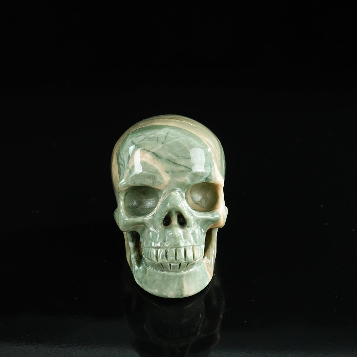 3.0" Nine Dragon Jade Crystal Skull Carving - Unique Piece #HA11