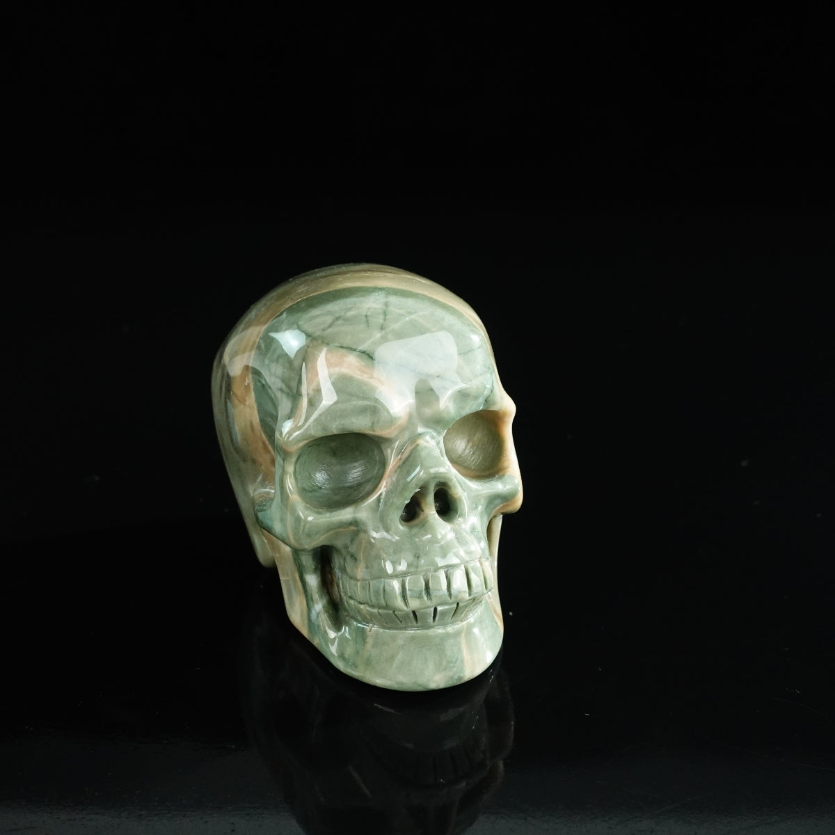 3.0" Nine Dragon Jade Crystal Skull Carving - Unique Piece #HA11