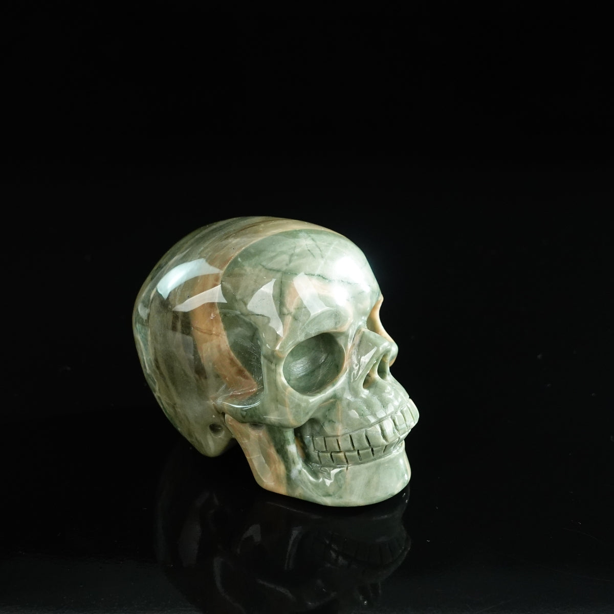 3.0" Nine Dragon Jade Crystal Skull Carving - Unique Piece #HA11