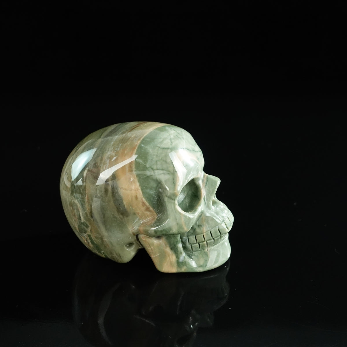 3.0" Nine Dragon Jade Crystal Skull Carving - Unique Piece #HA11