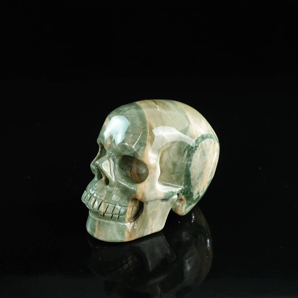 3.0" Nine Dragon Jade Crystal Skull Carving - Unique Piece #HA11