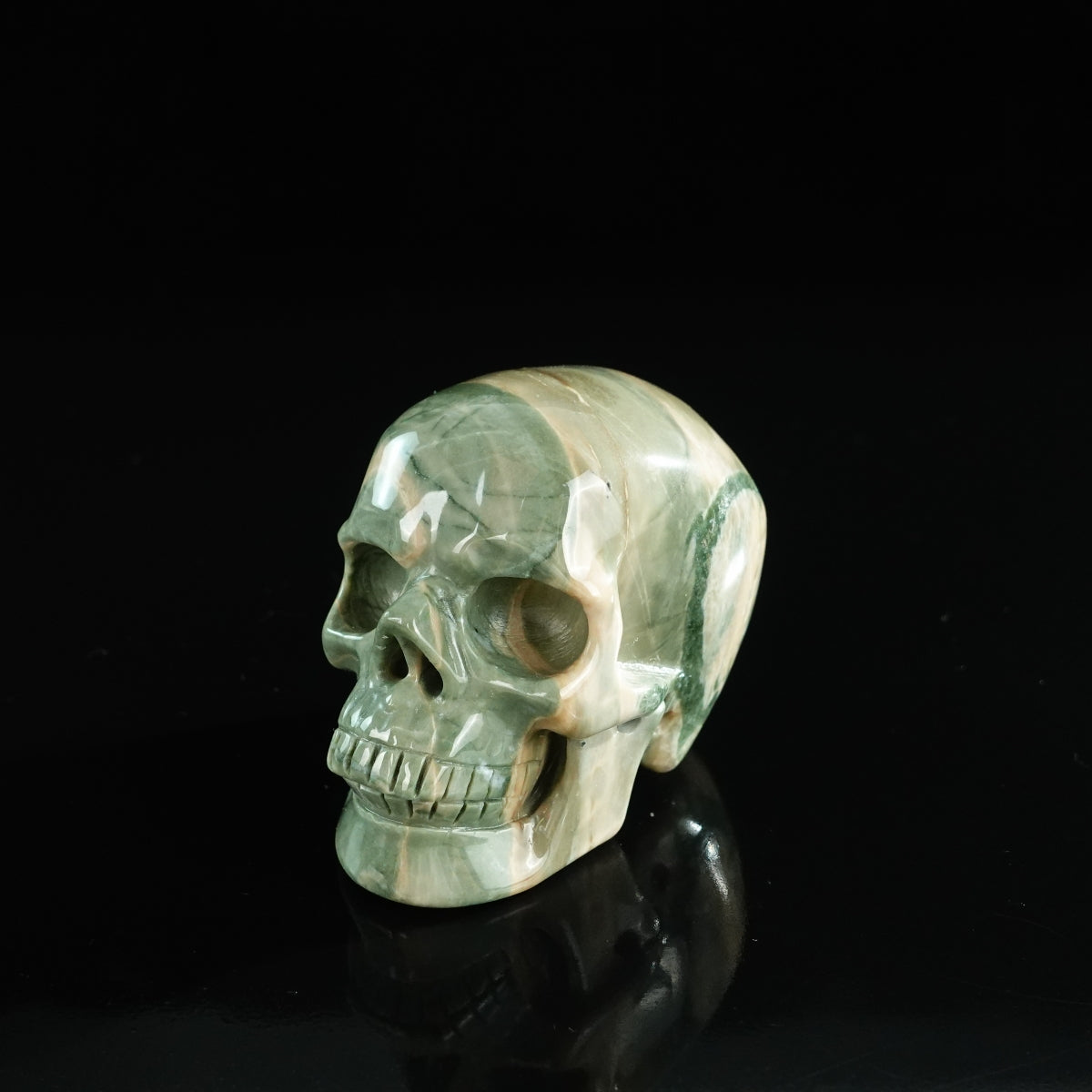 3.0" Nine Dragon Jade Crystal Skull Carving - Unique Piece #HA11