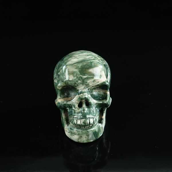 3.0" Nine Dragon Jade Crystal Skull Carving - Unique Piece #HA12
