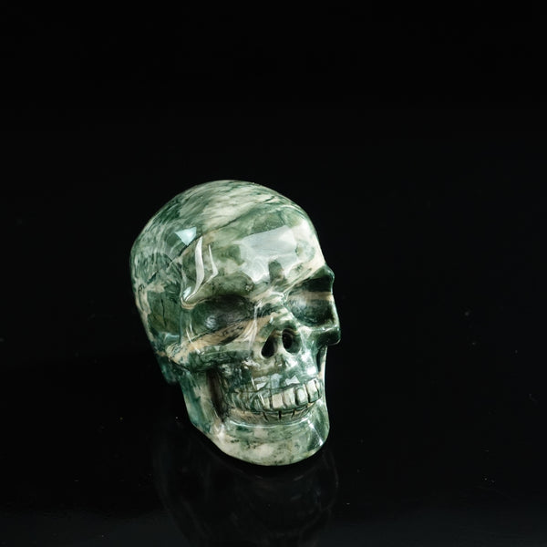 3.0" Nine Dragon Jade Crystal Skull Carving - Unique Piece #HA12 - alternate view