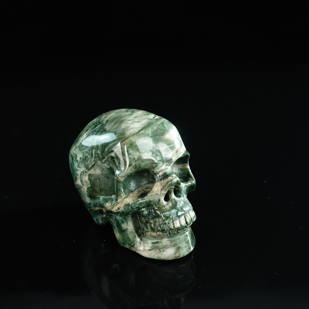3.0" Nine Dragon Jade Crystal Skull Carving - Unique Piece #HA12