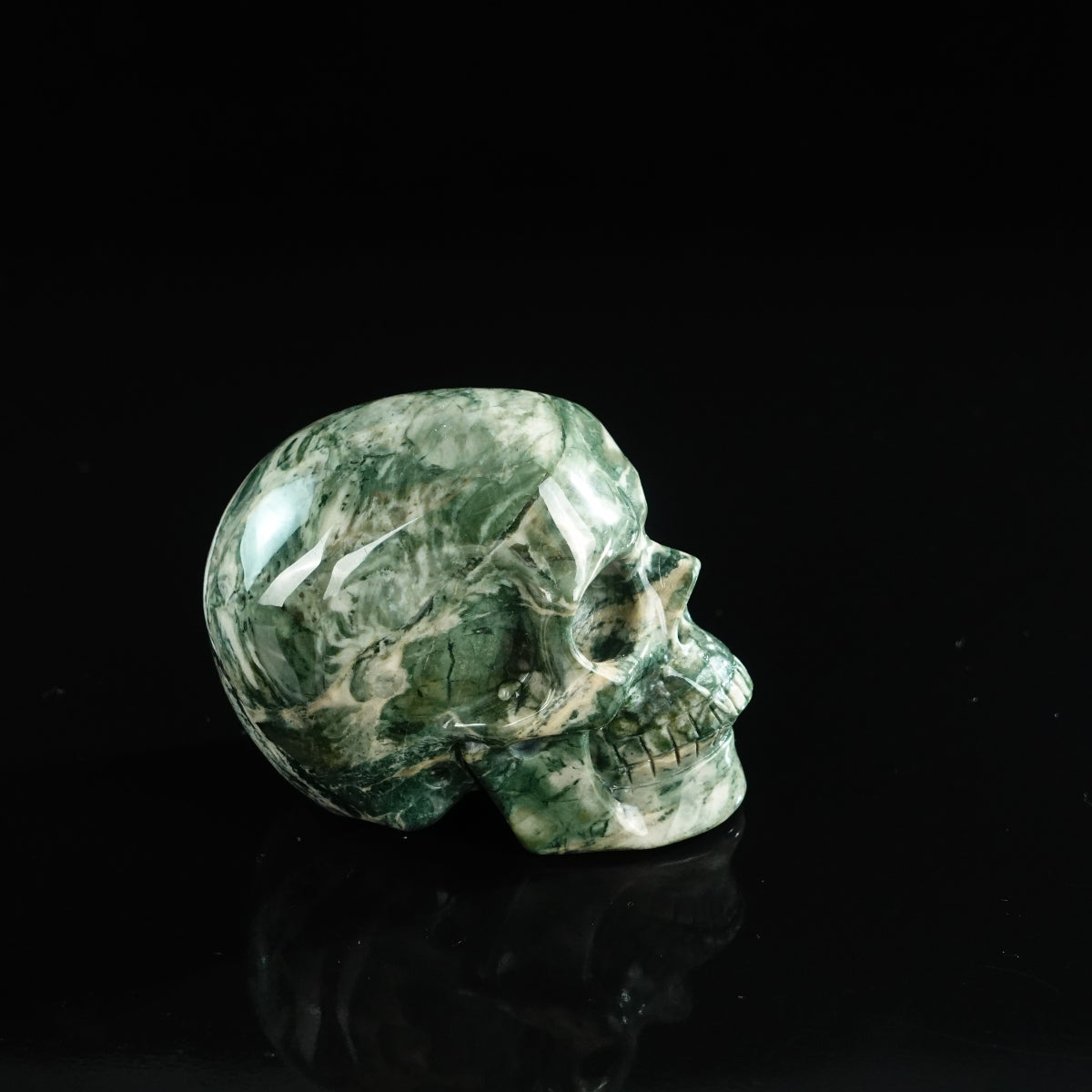3.0" Nine Dragon Jade Crystal Skull Carving - Unique Piece #HA12