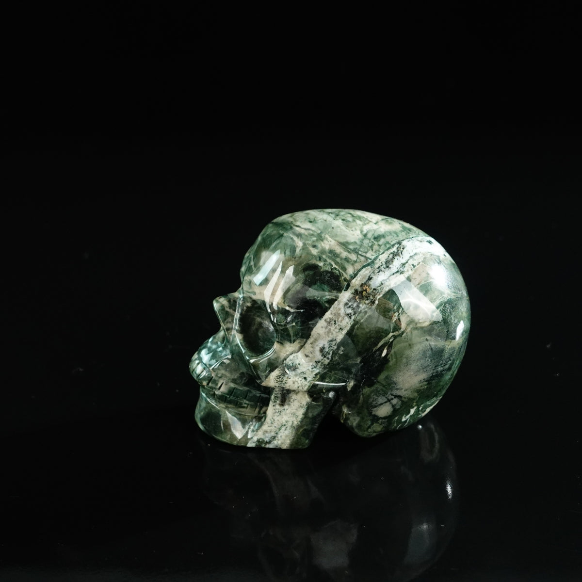 3.0" Nine Dragon Jade Crystal Skull Carving - Unique Piece #HA12
