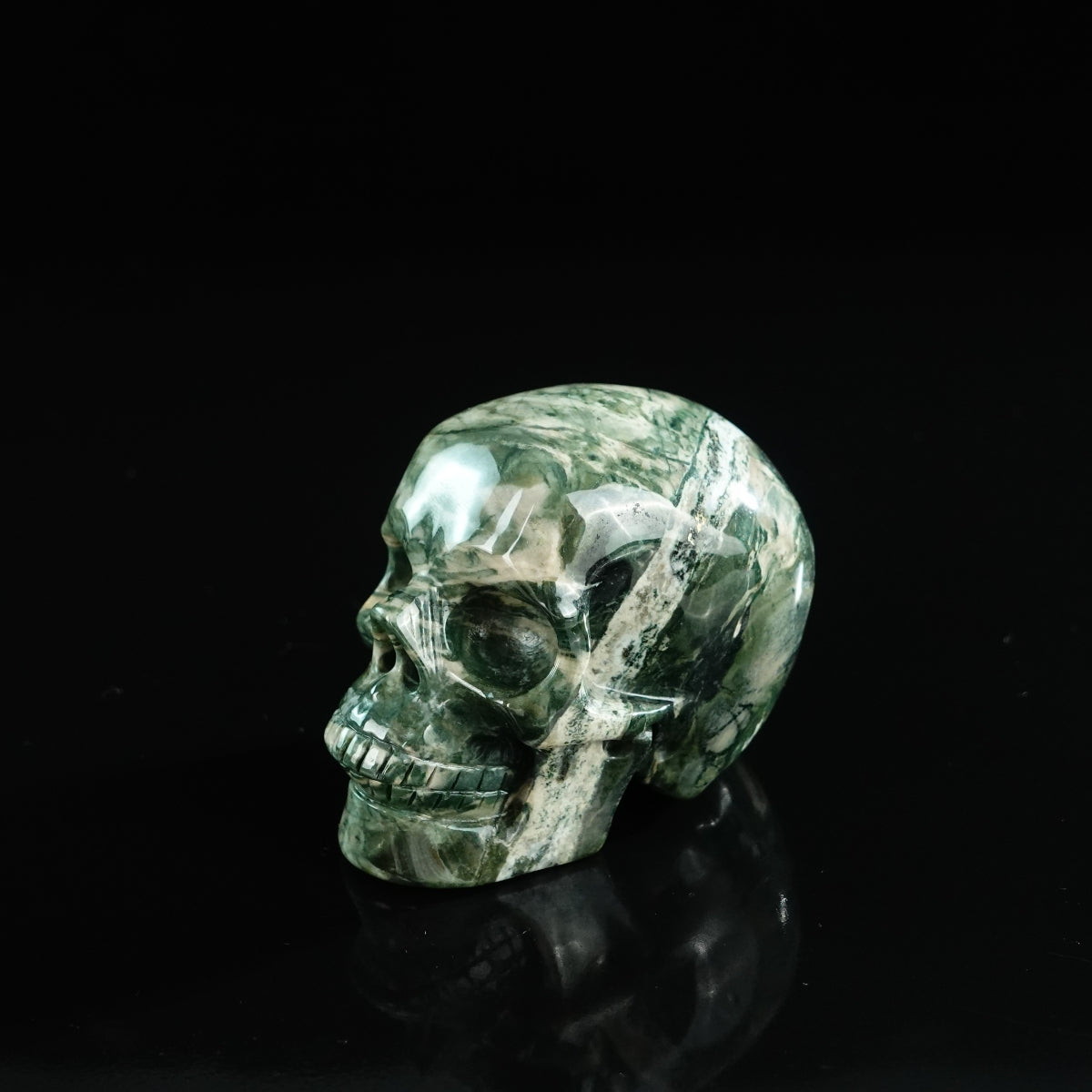 3.0" Nine Dragon Jade Crystal Skull Carving - Unique Piece #HA12