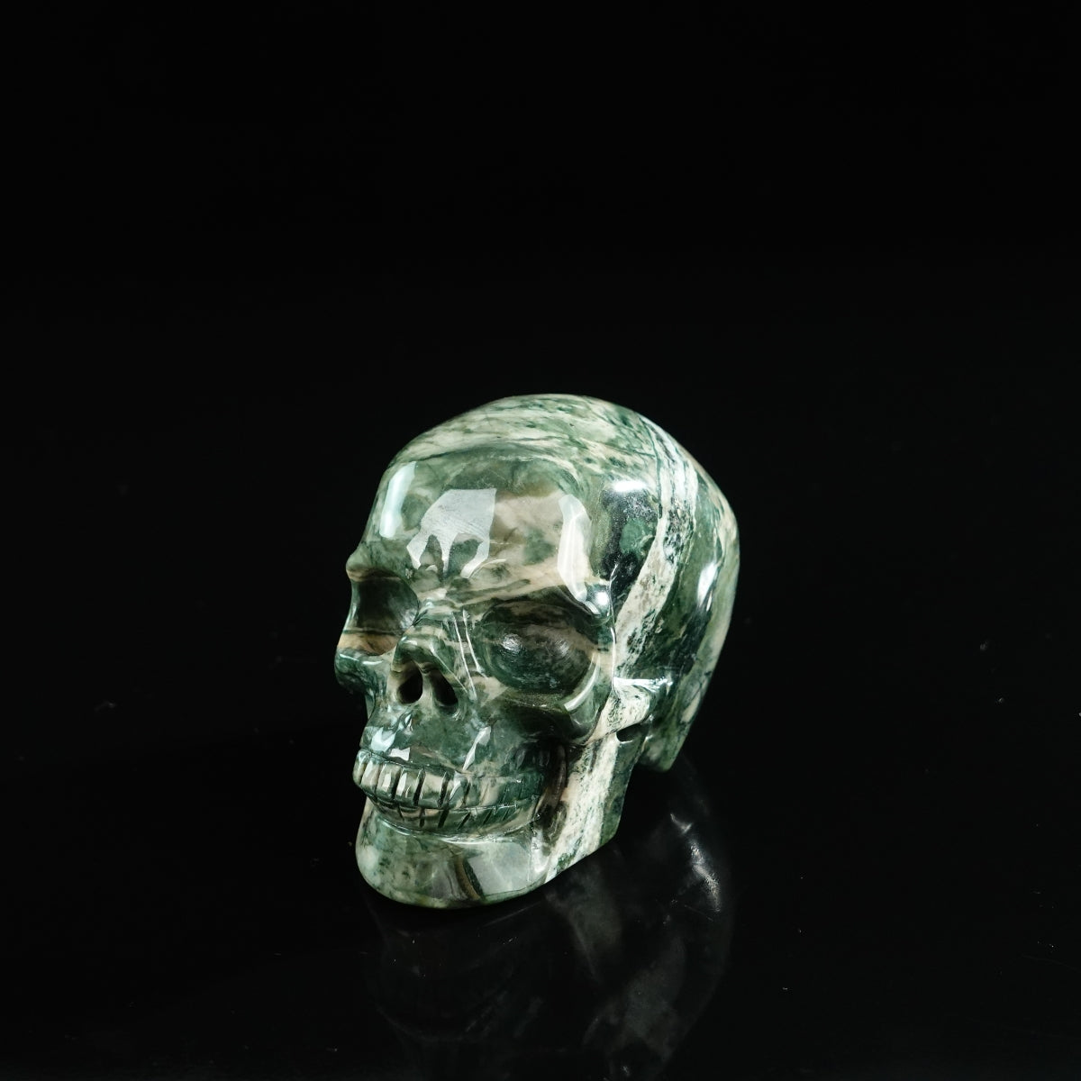 3.0" Nine Dragon Jade Crystal Skull Carving - Unique Piece #HA12