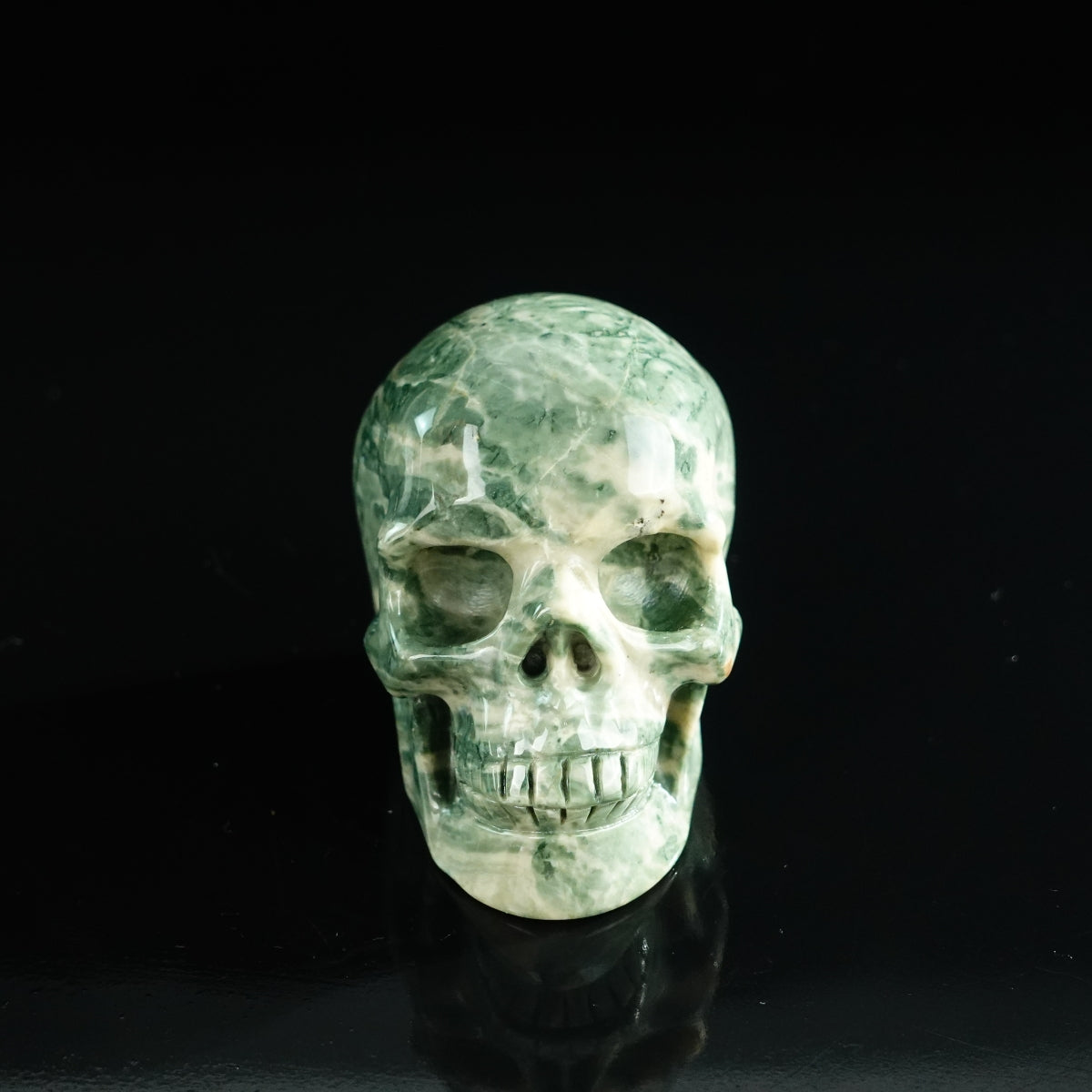 3.0" Nine Dragon Jade Crystal Skull Carving - Unique Piece #HA13
