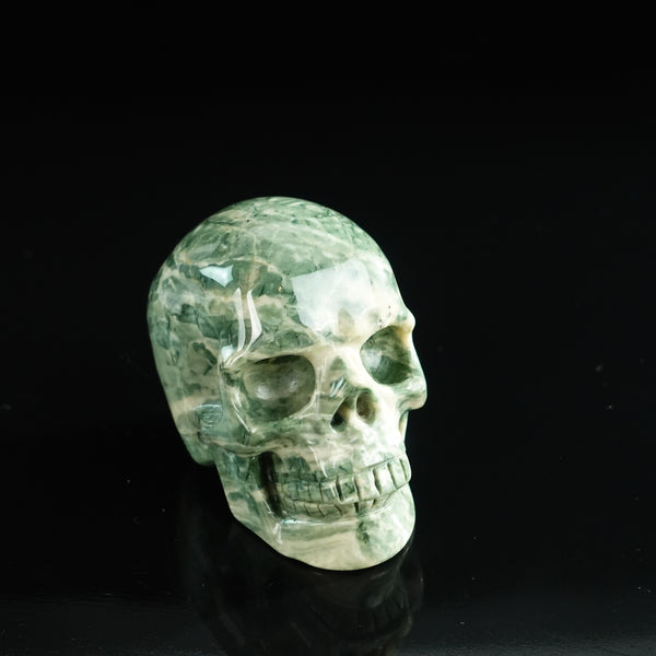 3.0" Nine Dragon Jade Crystal Skull Carving - Unique Piece #HA13 - alternate view