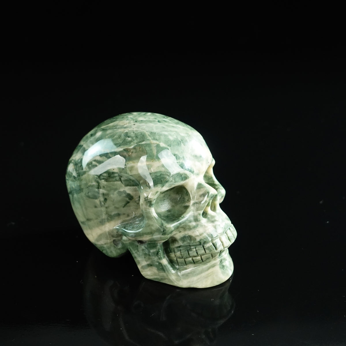 3.0" Nine Dragon Jade Crystal Skull Carving - Unique Piece #HA13