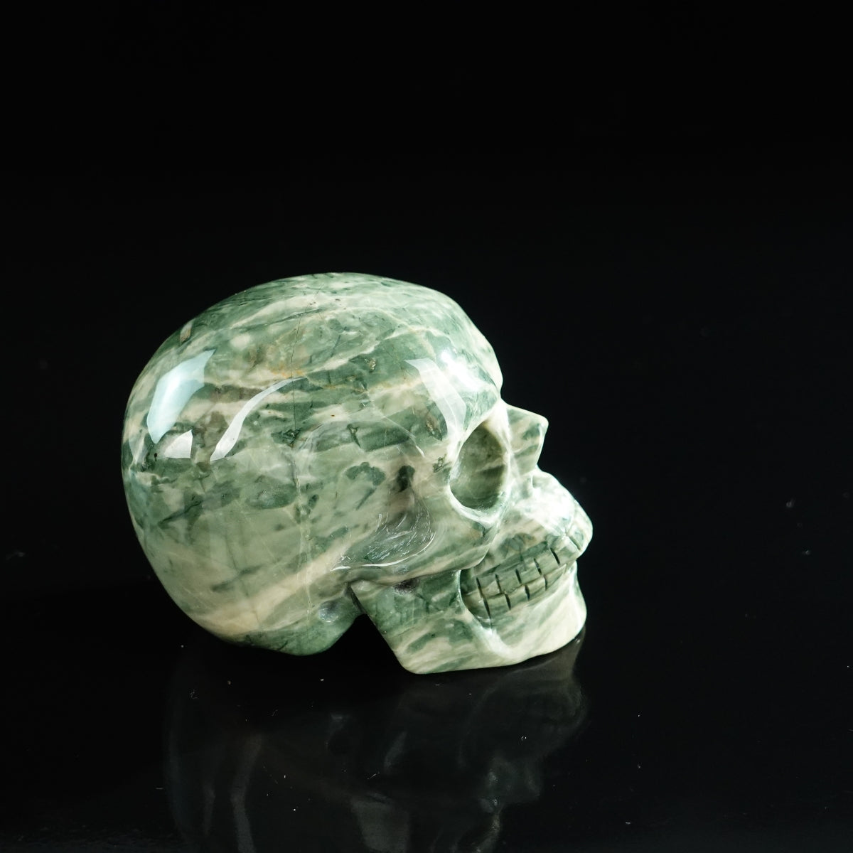 3.0" Nine Dragon Jade Crystal Skull Carving - Unique Piece #HA13