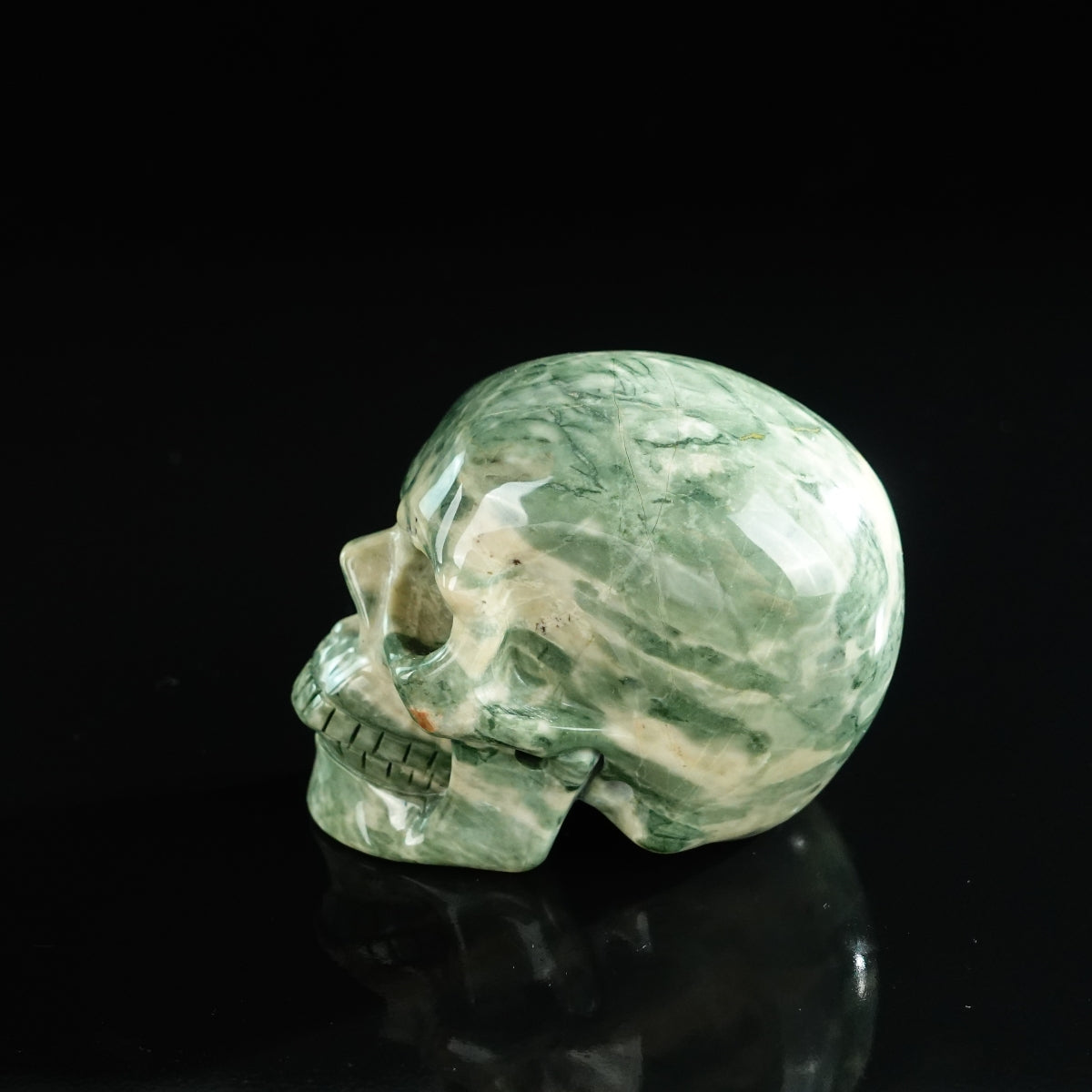 3.0" Nine Dragon Jade Crystal Skull Carving - Unique Piece #HA13