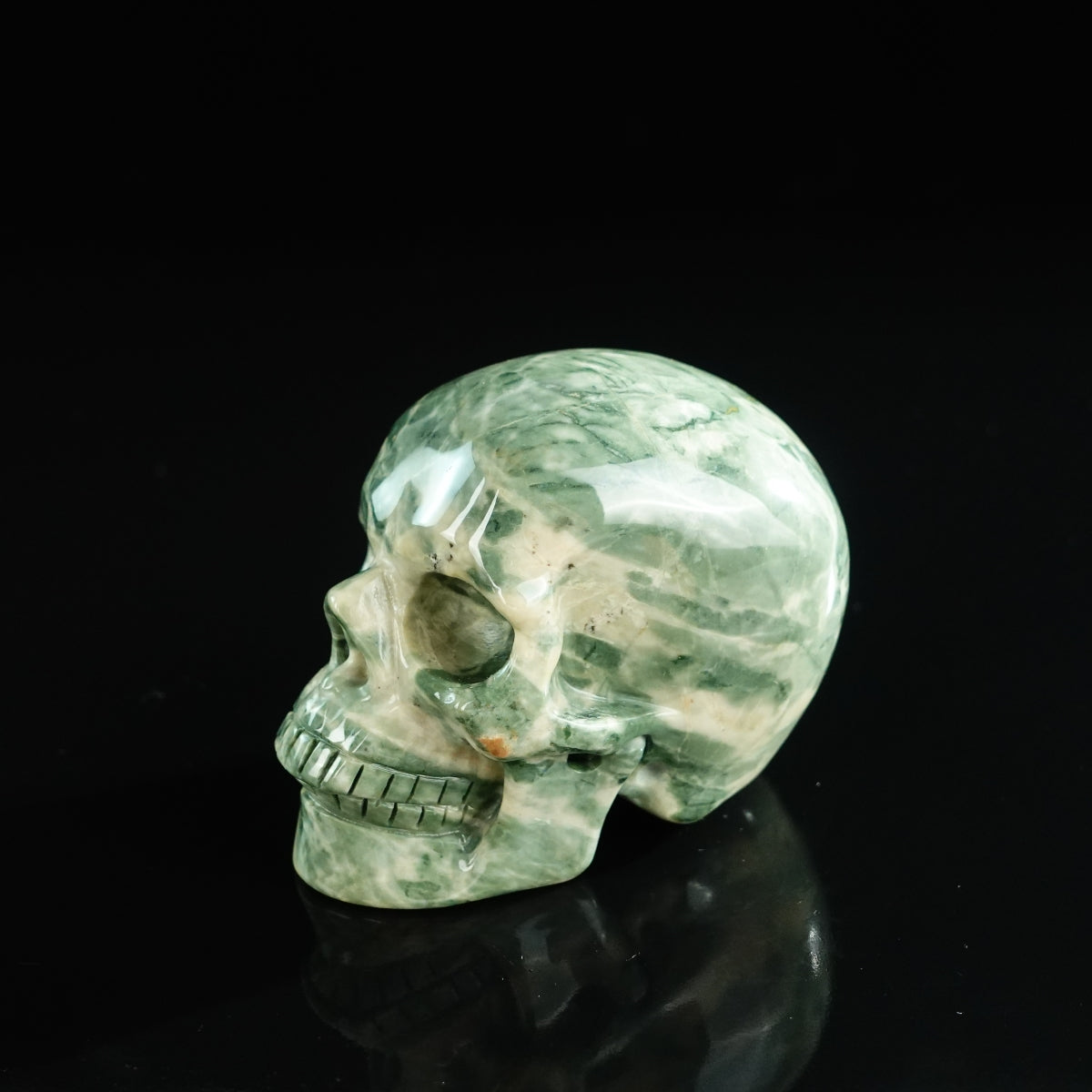 3.0" Nine Dragon Jade Crystal Skull Carving - Unique Piece #HA13