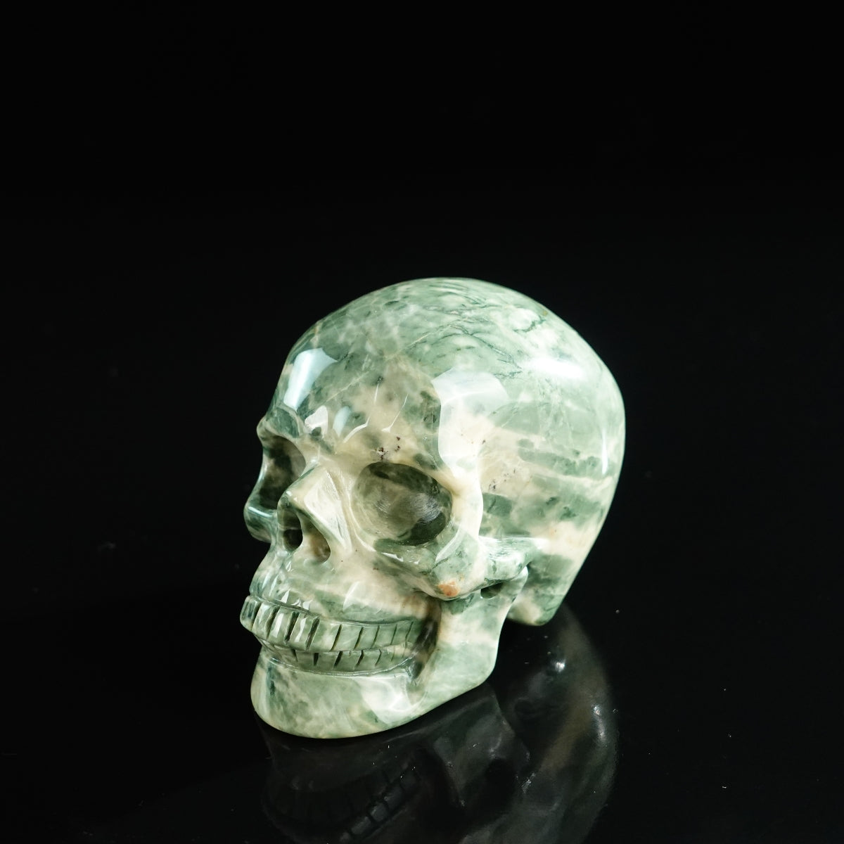 3.0" Nine Dragon Jade Crystal Skull Carving - Unique Piece #HA13