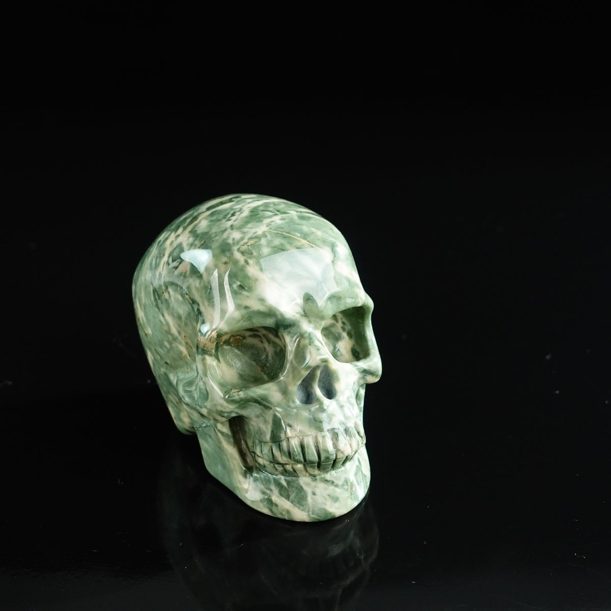 3.0" Nine Dragon Jade Crystal Skull Carving - Unique Piece #HA14
