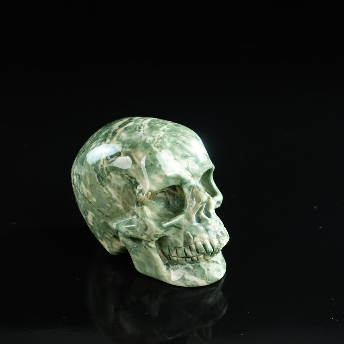 3.0" Nine Dragon Jade Crystal Skull Carving - Unique Piece #HA14